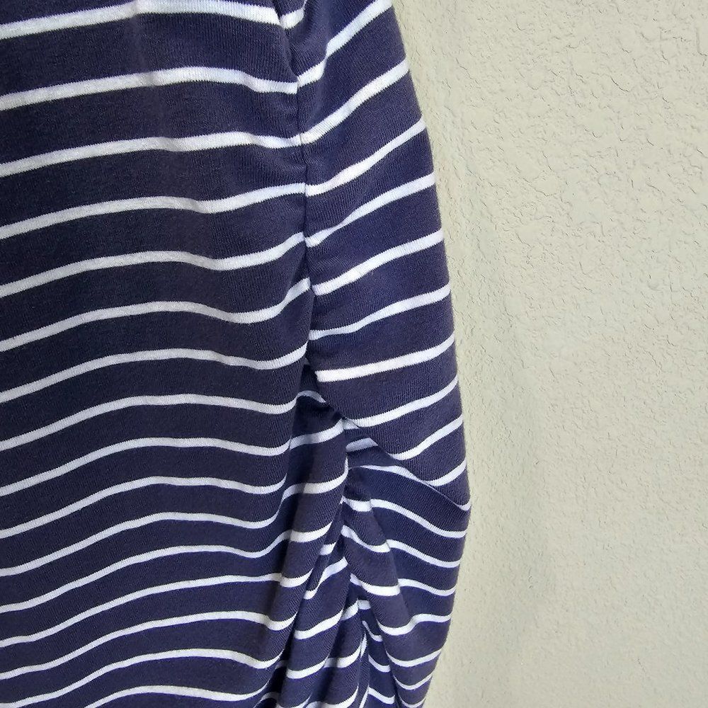 Isabel Maternity Ingrid & Isabel Blue Grey Ruched T-Shirt Dress Stripe Size S - Picture 3 of 6